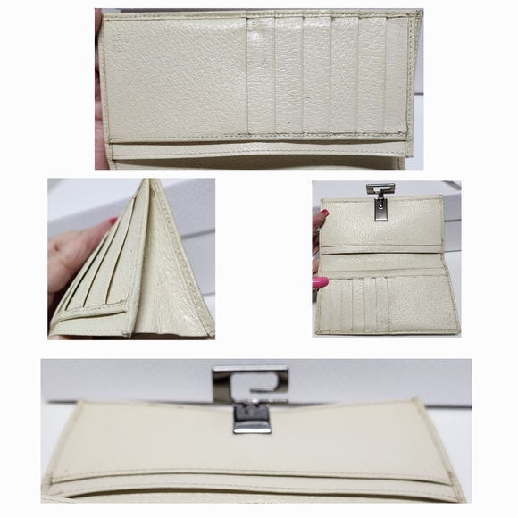 GUCCI G Clasp Continental Pebble Grain Ivory Leather Wallet Auth #035.2778.2097 - Picture 11 of 16